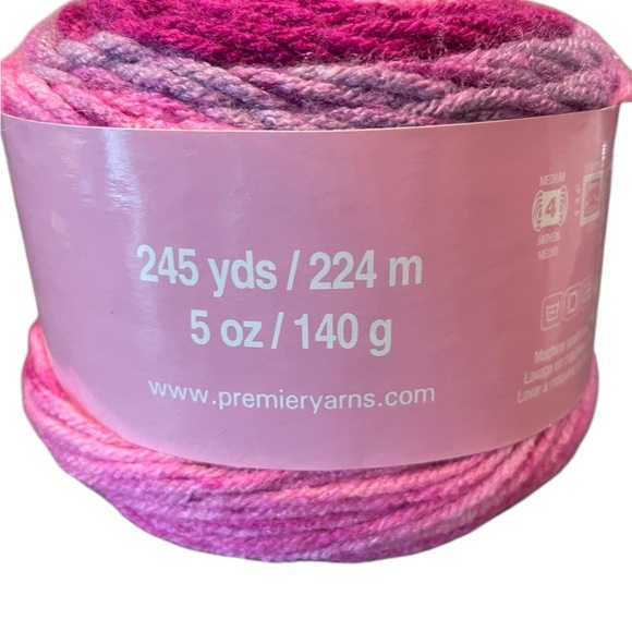 Premier Yarns Sweet Roll Yarn Raspberry Pop 5 oz 245‎ Yards Hard To Find Color - Picture 3 of 6